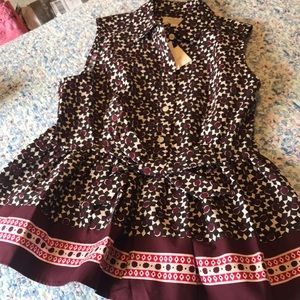 NWT Kate Spade Peplum Top with bow-“Floral Tile”